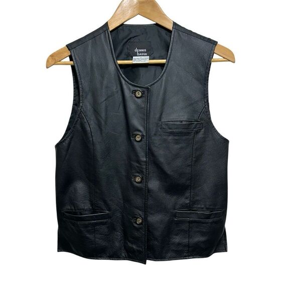 Vintage Dennis Basso Women's Leather Button Front Vest, Small - Picture 1 of 6